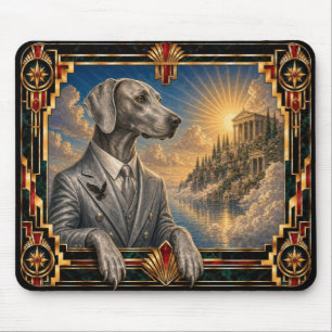 Weimaraner, Art Deco Dog Mouse Pad