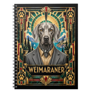 Weimaraner, Art Deco Dog Notebook