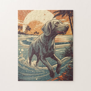 Weimaraner at the beach jigsaw puzzle