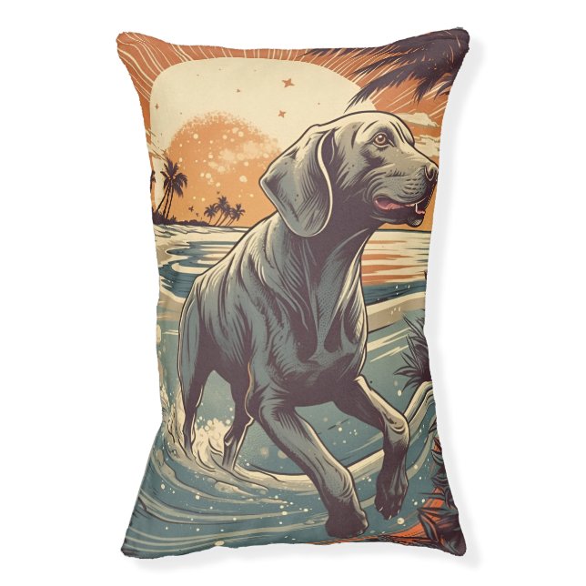 Weimaraner at the beach pet bed (Front Vertical)