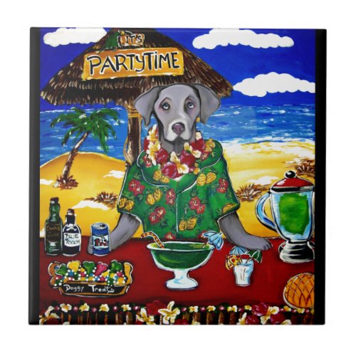 WEIMARANER BARTENDER CERAMIC TILE