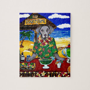 Weimaraner Bartender Jigsaw Puzzle