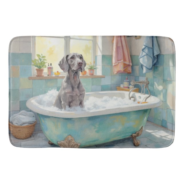 Weimaraner Bath Time Stylish Bathroom Decor Mat (Front)