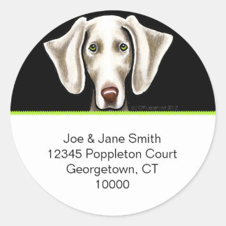 Weimaraner Black n Olive Round Address Labels