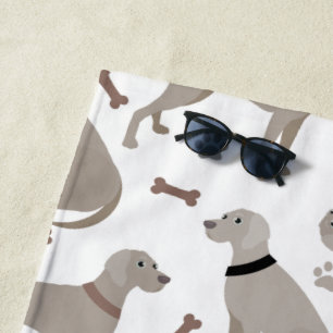 Weimaraner Bones and Paws Beach Towel