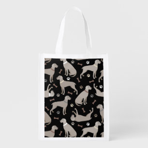 Weimaraner Bones and Paws Black Grocery Bag