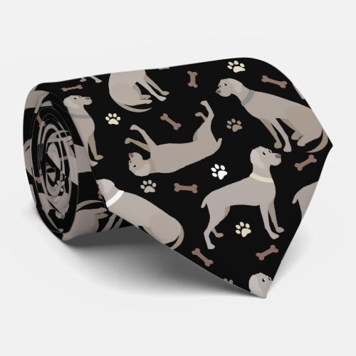 Weimaraner Bones and Paws Black Neck Tie