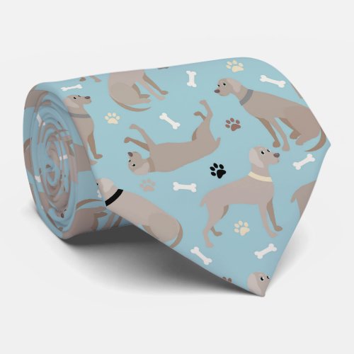 Weimaraner Bones and Paws Blue Neck Tie