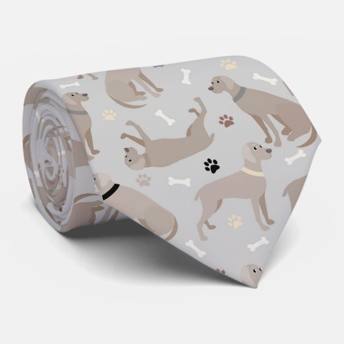 Weimaraner Bones and Paws Gray Neck Tie