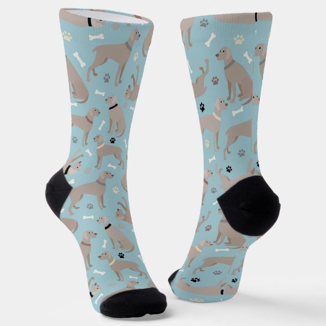 Weimaraner Bones and Paws Socks (Angled)