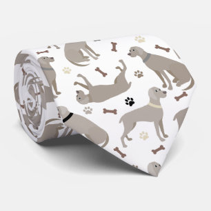 Weimaraner Bones and Paws White Neck Tie