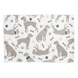 Weimaraner Bones and Paws White Pillow Case