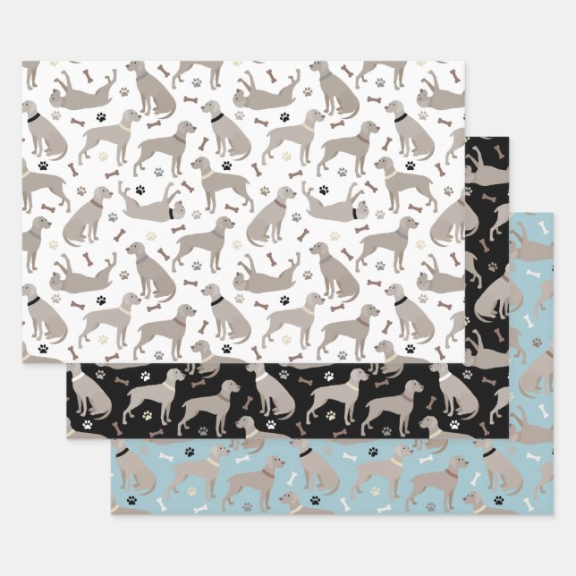 Weimaraner Bones and Paws Wrapping Paper Sheets (Set)
