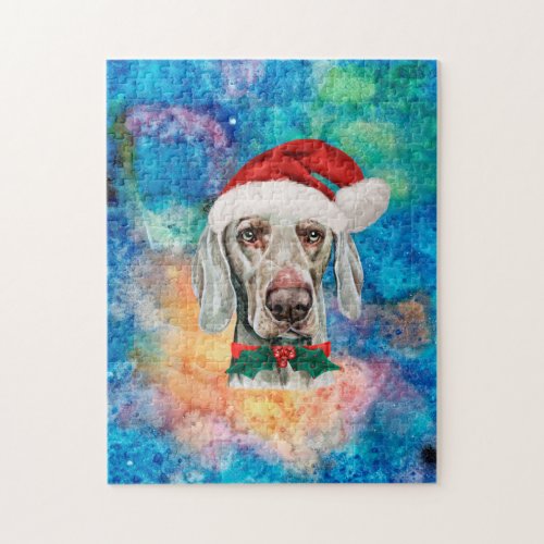 Weimaraner Breed Dog Christmas Jigsaw Puzzle