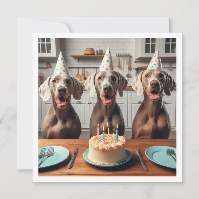 Weimaraner card, Weimaraner birthday Invitation (Front)