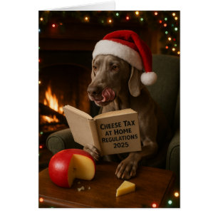 Weimaraner 'Cheese Tax' Christmas card