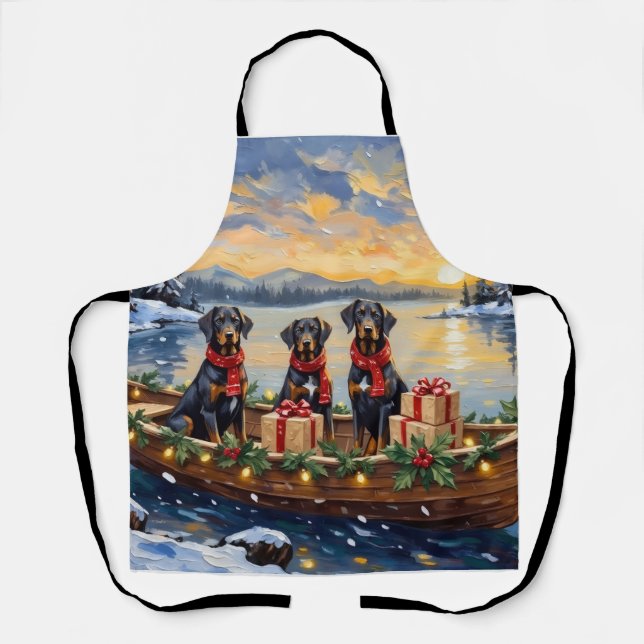 Weimaraner Christmas Boat Holiday Apron (Front)