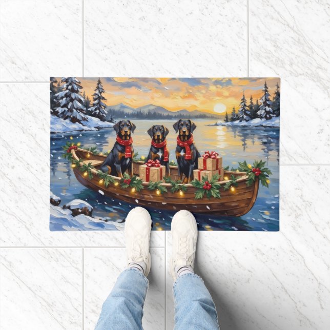 Weimaraner Christmas Boat Holiday Doormat (Indoor)