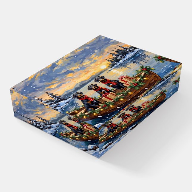 Weimaraner Christmas Boat Holiday Paperweight (Angled)