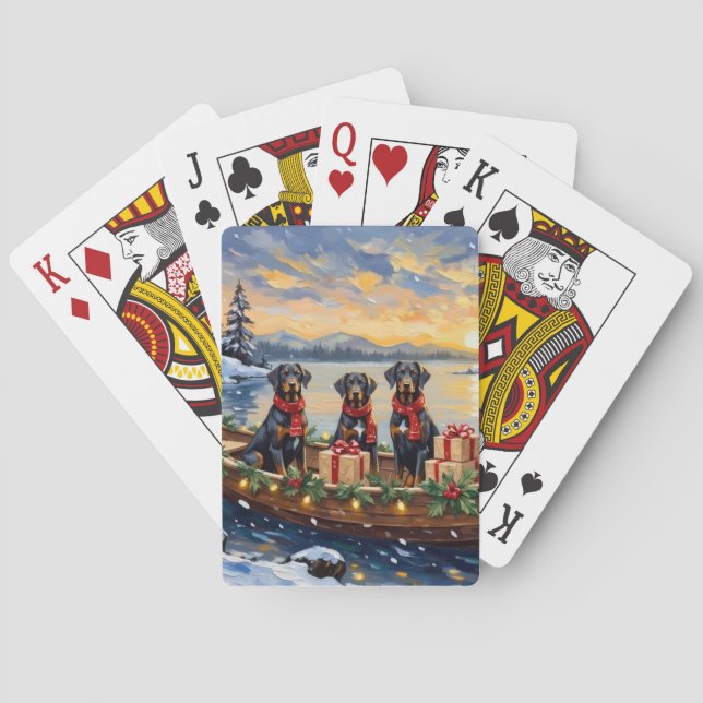 Weimaraner Christmas Boat Holiday Poker Cards (Back)