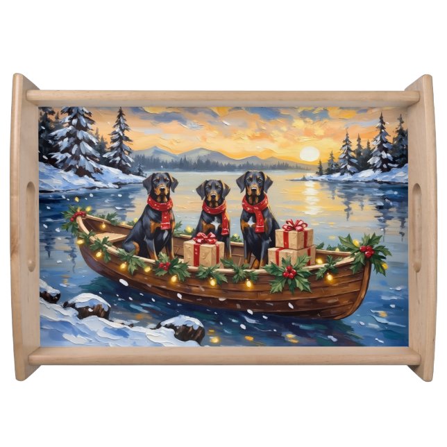 Weimaraner Christmas Boat Holiday Serving Tray (Front)