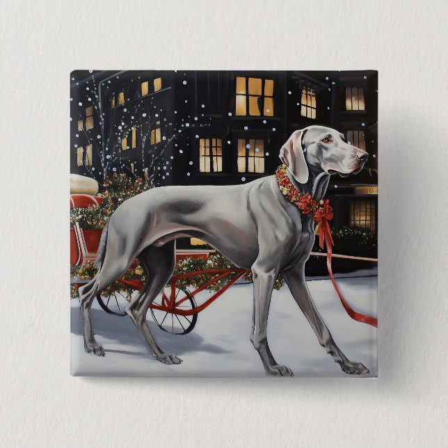 Weimaraner Christmas Festive Season Button (Front)