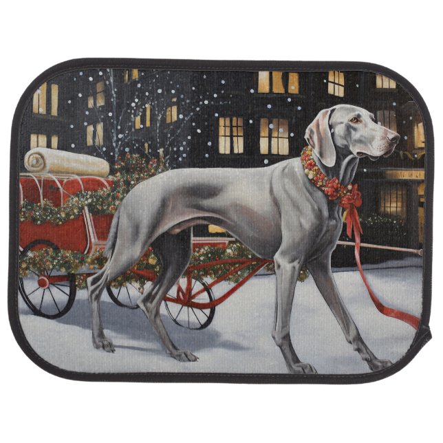 Weimaraner Christmas Festive Season Car Floor Mat (Rear)