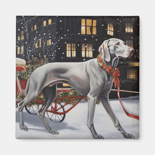 Weimaraner Christmas Festive Season Magnet (Front)