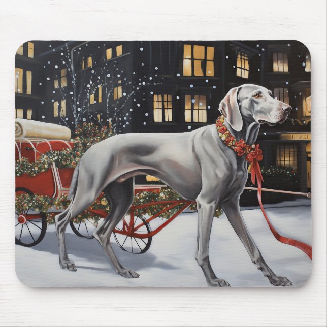 Weimaraner Christmas Festive Season Mouse Pad (Front)