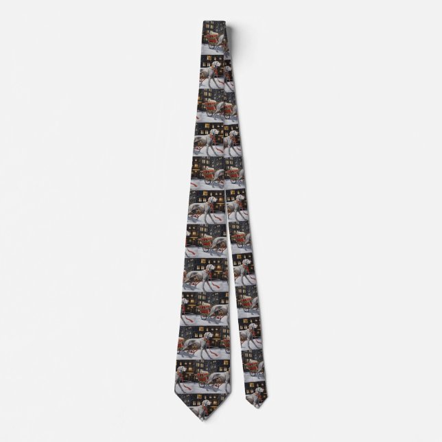 Weimaraner Christmas Festive Season Neck Tie (Front)