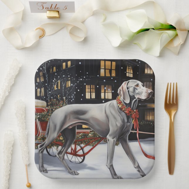 Weimaraner Christmas Festive Season Paper Plates (Wedding)