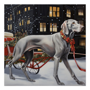 Weimaraner Christmas Festive Season Poster