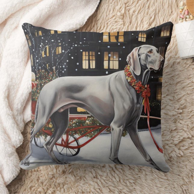 Weimaraner Christmas Festive Season Throw Pillow (Blanket)