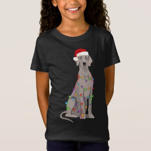 Weimaraner Christmas Lights Xmas Dog Lover T_Shirt