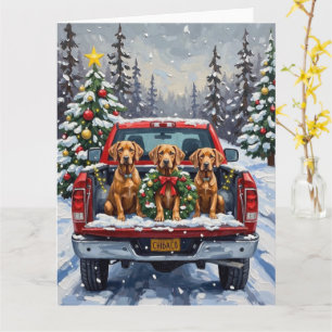 Weimaraner Christmas Red Truck Holiday Card