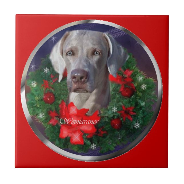 Weimaraner Christmas Tile (Front)