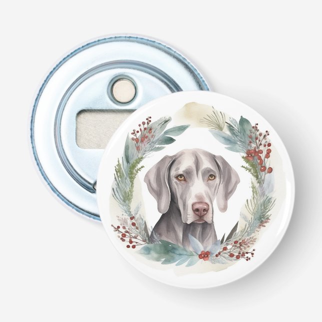 Weimaraner Christmas Wreath Festive Pup  Bottle Opener (Front)