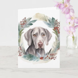 Weimaraner Christmas Wreath Festive Pup Card