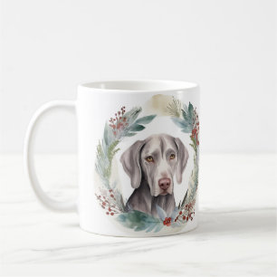 Weimaraner Christmas Wreath Festive Pup Coffee Mug