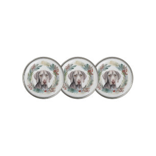 Weimaraner Christmas Wreath Festive Pup  Golf Ball Marker