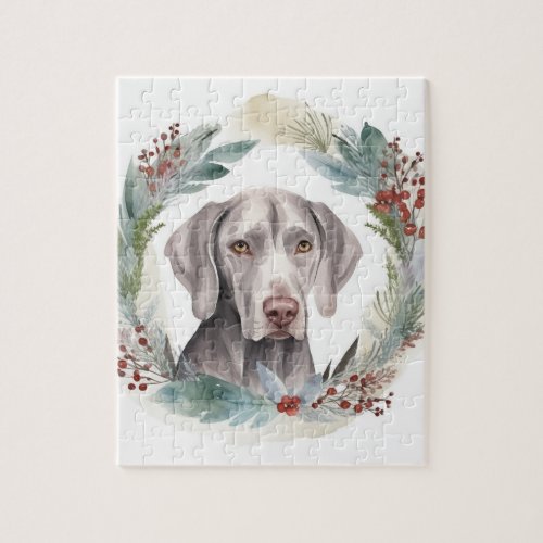 Weimaraner Christmas Wreath Festive Pup  Jigsaw Puzzle