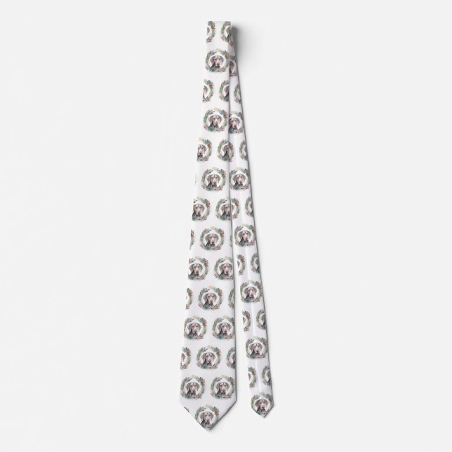 Weimaraner Christmas Wreath Festive Pup  Neck Tie (Front)