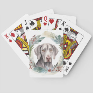 Weimaraner Christmas Wreath Festive Pup Poker Cards