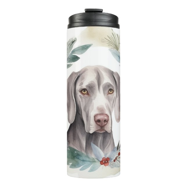 Weimaraner Christmas Wreath Festive Pup  Thermal Tumbler (Front)