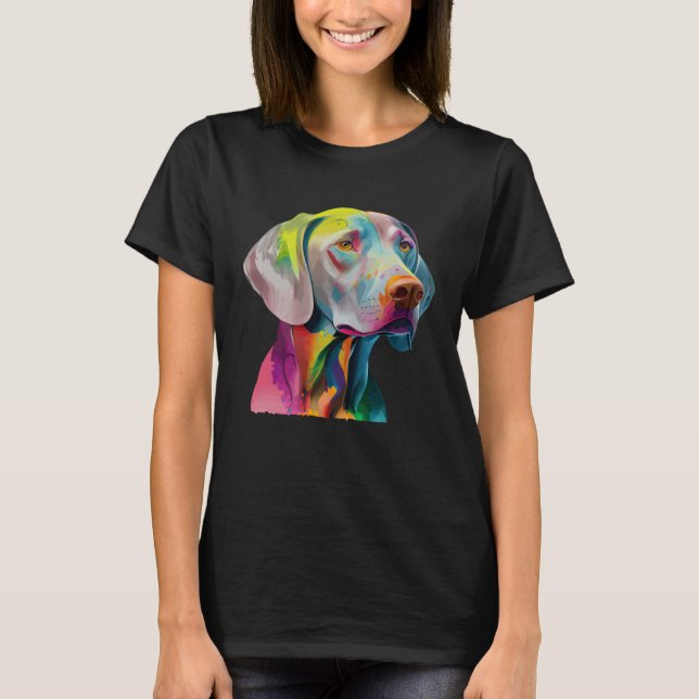 Weimaraner Colorful Pop Splash Tie Dye Rainbow T-Shirt (Front)