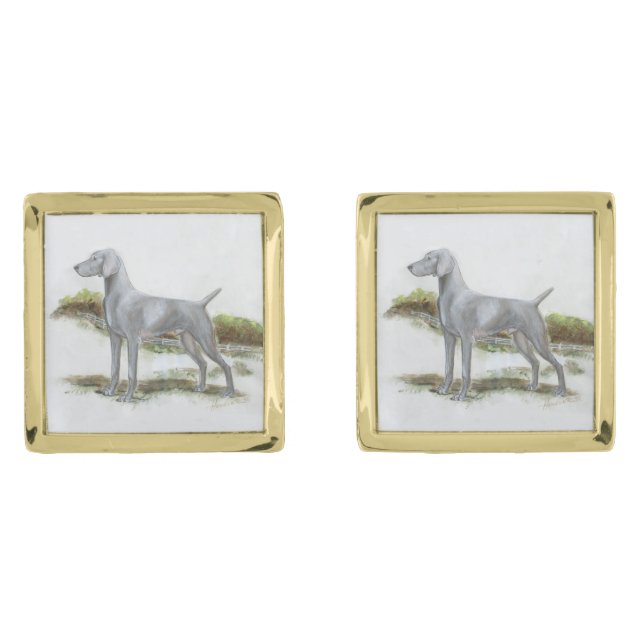 Weimaraner Cufflinks (Front)