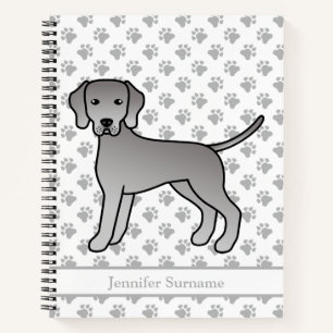 Weimaraner Cute Cartoon Dog & Custom Text Notebook