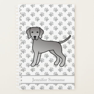 Weimaraner Cute Cartoon Dog Design And Paws & Text Planner
