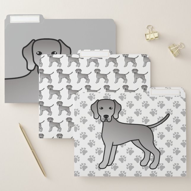 Weimaraner Cute Cartoon Dog File Folder (Set)