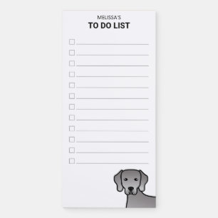 Weimaraner Cute Cartoon Dog To Do List & Name Magnetic Notepad